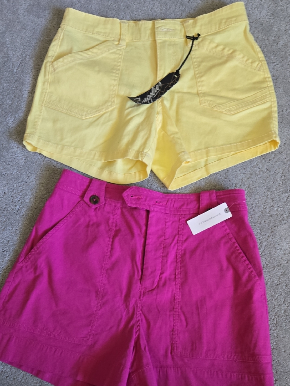 Anthropologie Yellow & Fuchsia Cotton Shorts Duo